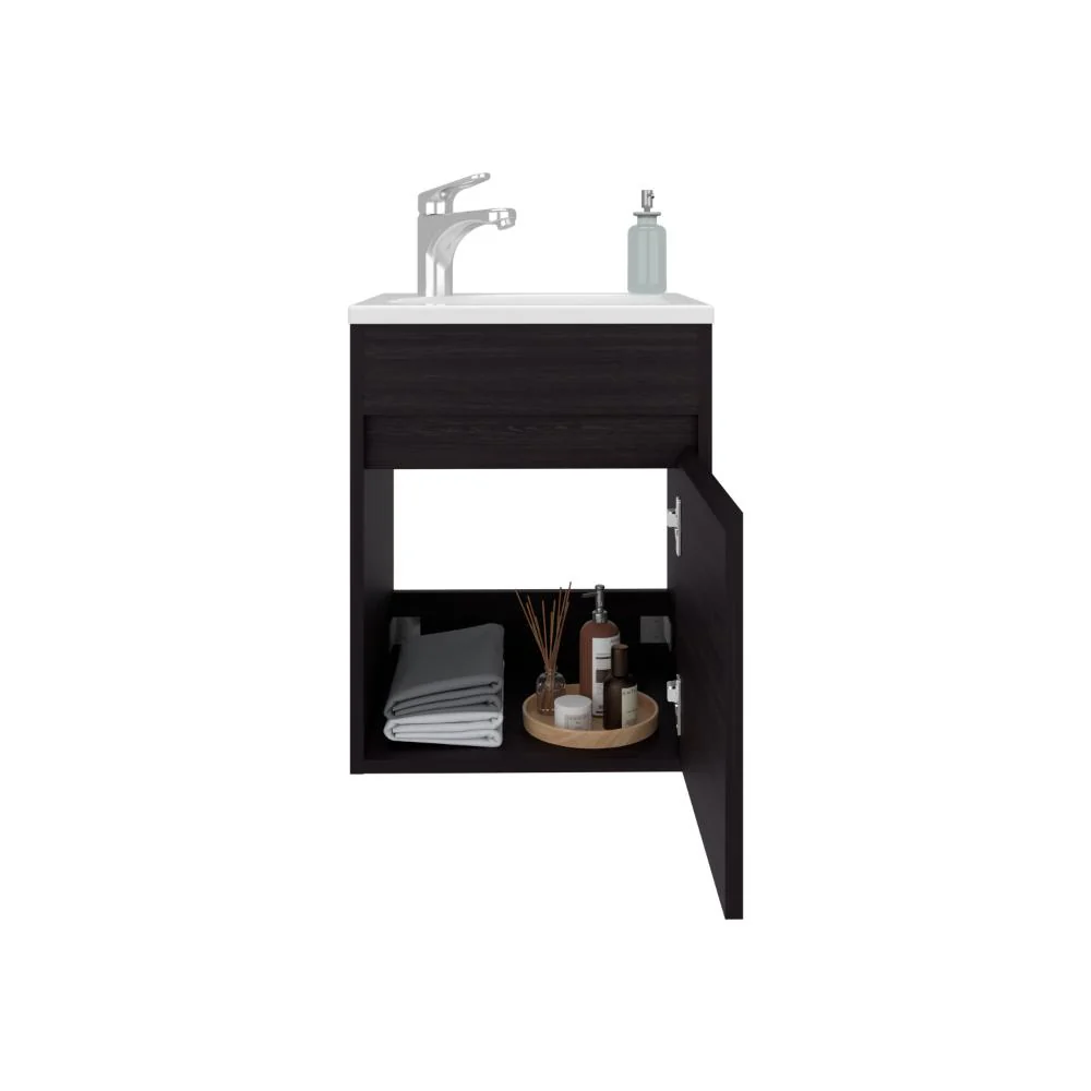 Mueble Para Lavamanos Furman, Wengue, Incluye Lavamanos Plastiglas Floresta 40 ZF - Imagen 2