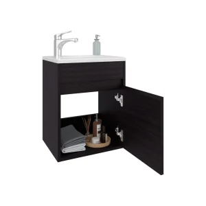 Mueble Para Lavamanos Furman, Wengue, Incluye Lavamanos Plastiglas Floresta 40 ZF
