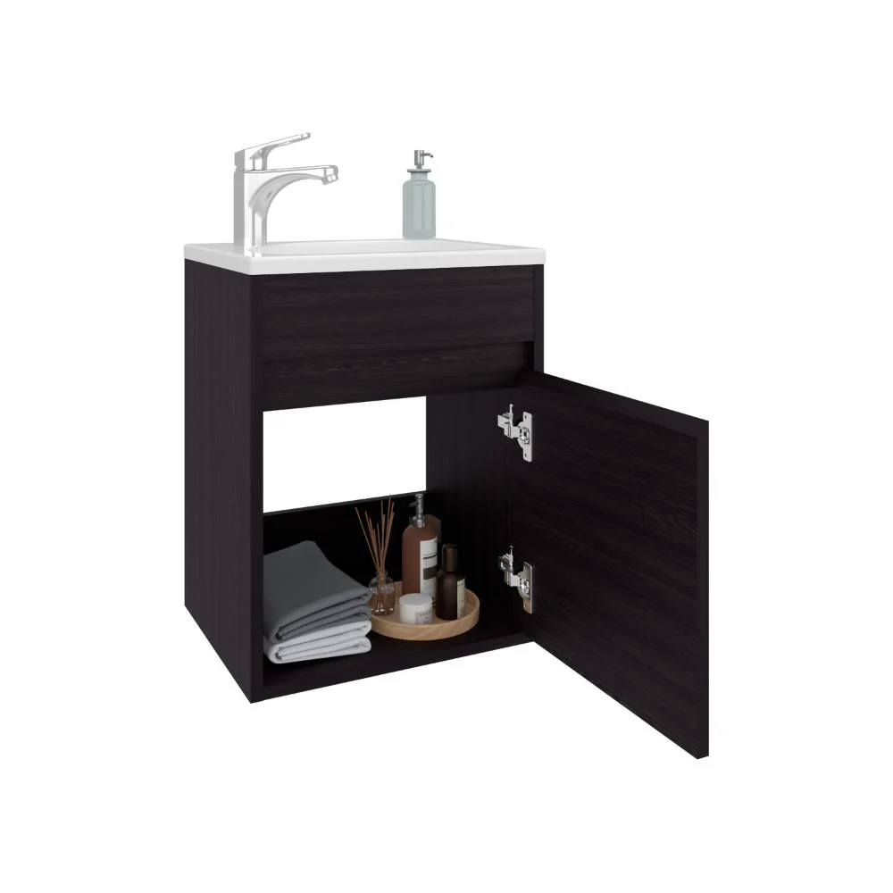 Mueble Para Lavamanos Furman, Wengue, Incluye Lavamanos Plastiglas Floresta 40 ZF