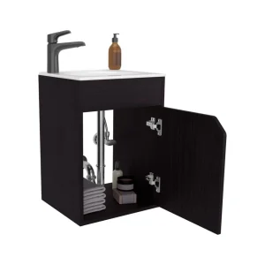 Mueble Para Lavamanos Flotante Betel, Wengue, Incluye Lavamanos Plastiglas Floresta 40 ZF