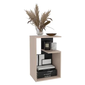 Mesa de Noche Evert, Nacar y Wengue, con diseño moderno y espacio para ubicar objetos