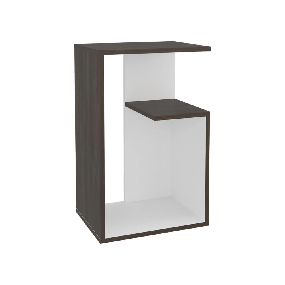 Mesa de Noche Evert, Siena y Blanco Duqueza, con diseño moderno y espacio para ubicar objetos - Imagen 5