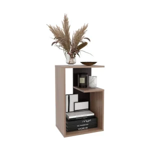 Mesa Auxiliar Evert, Café Expreso y Wengue Kronos, con diseño moderno y espacio para ubicar objetos ZF