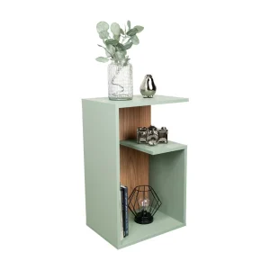 Mesa de Noche Evert, Agave y Fresno Europeo, con diseño moderno y espacio para ubicar objetos