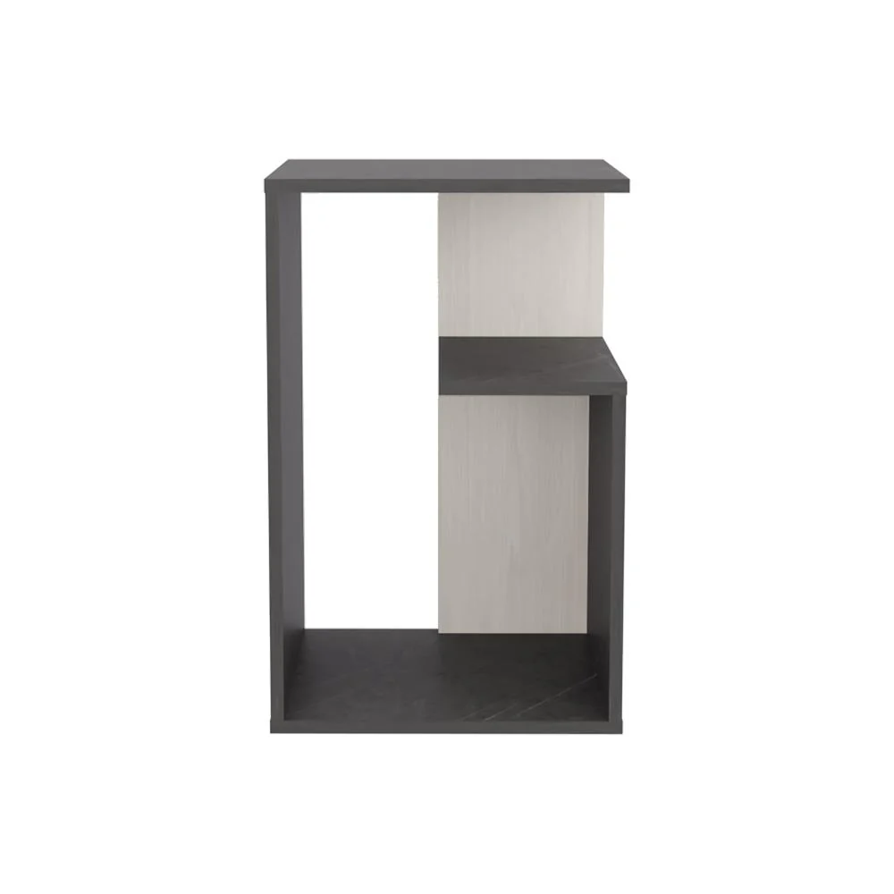 Mesa Auxiliar Evert, Piedra y nevado, con diseño moderno y espacio para ubicar objetos - Imagen 7