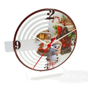 Reloj de Mesa Navideño-Bota Diá. 20cm Blanco y Rojo