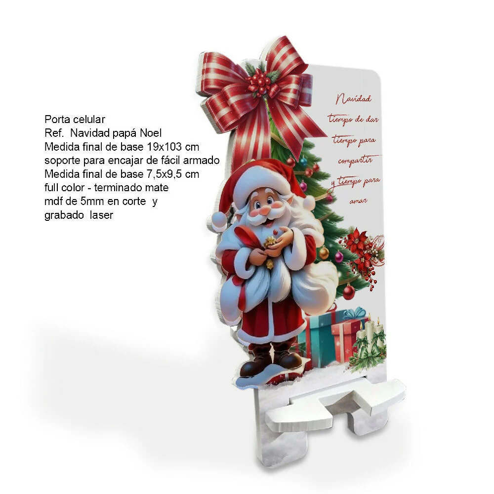 Portacelular-Navideño-Papá Noel (19cm x 10cm) Blanco y Rojo - Imagen 3