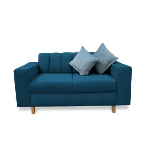 Sofa Noah 2 Puestos Azul Petróleo + Cojines