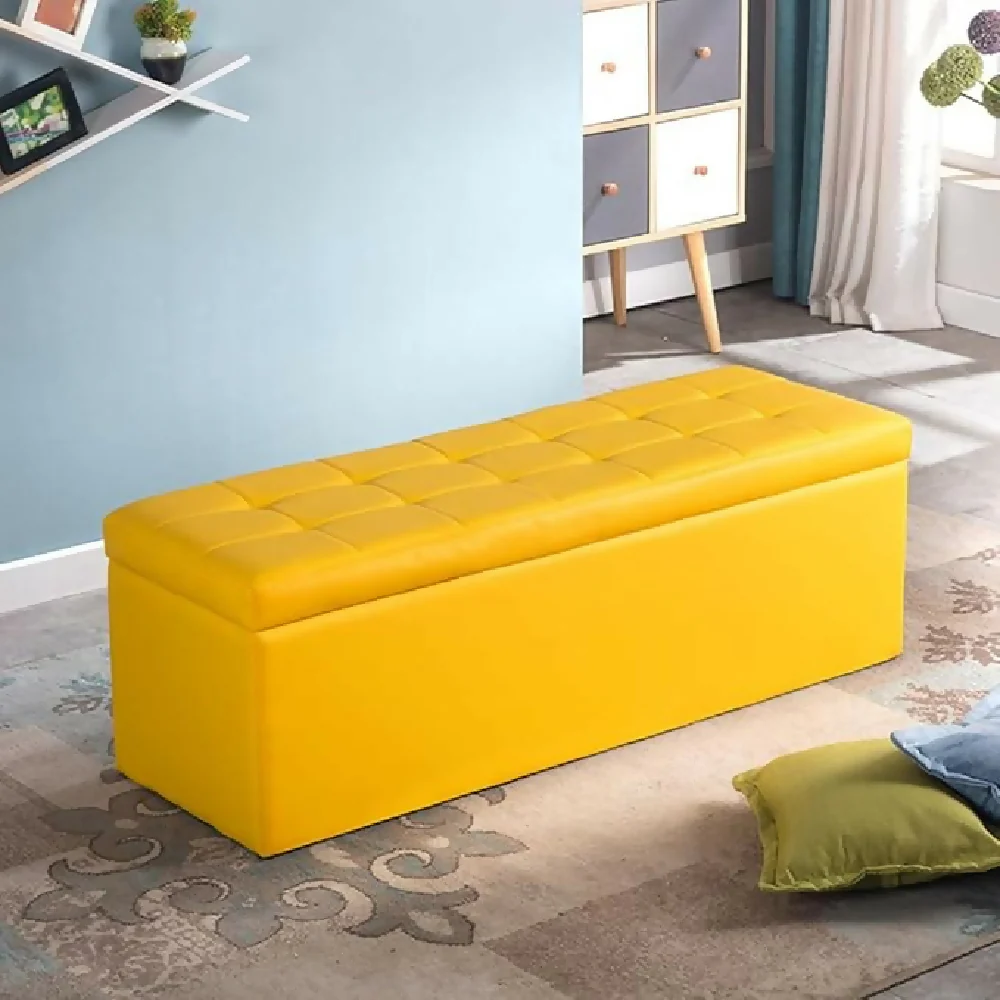 Puff Baúl 80x40 Amarillo Sintético