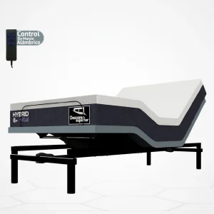Cama Eléctrica Ajustable Easy Bed Control Alámbrico Gris Plomo /120x200 + Colchon Hybrid Vital