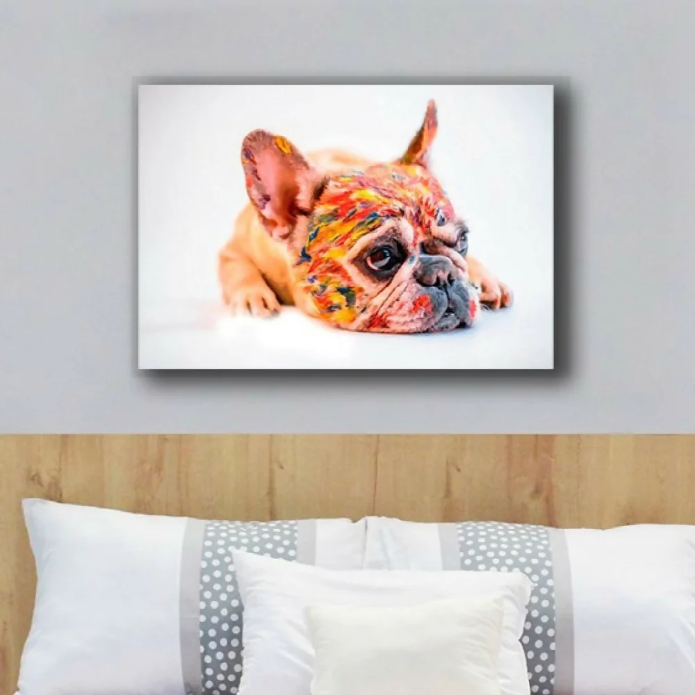 Cuadro Decorativo Perro Cara Pintado XL 120X80 cm - Impresion en Tela - Imagen 2
