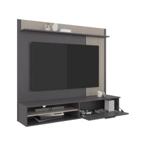 Panel de Tv Dover, Plata Oscuro y Bardolino, con espacio para tv desde 55 a 70"