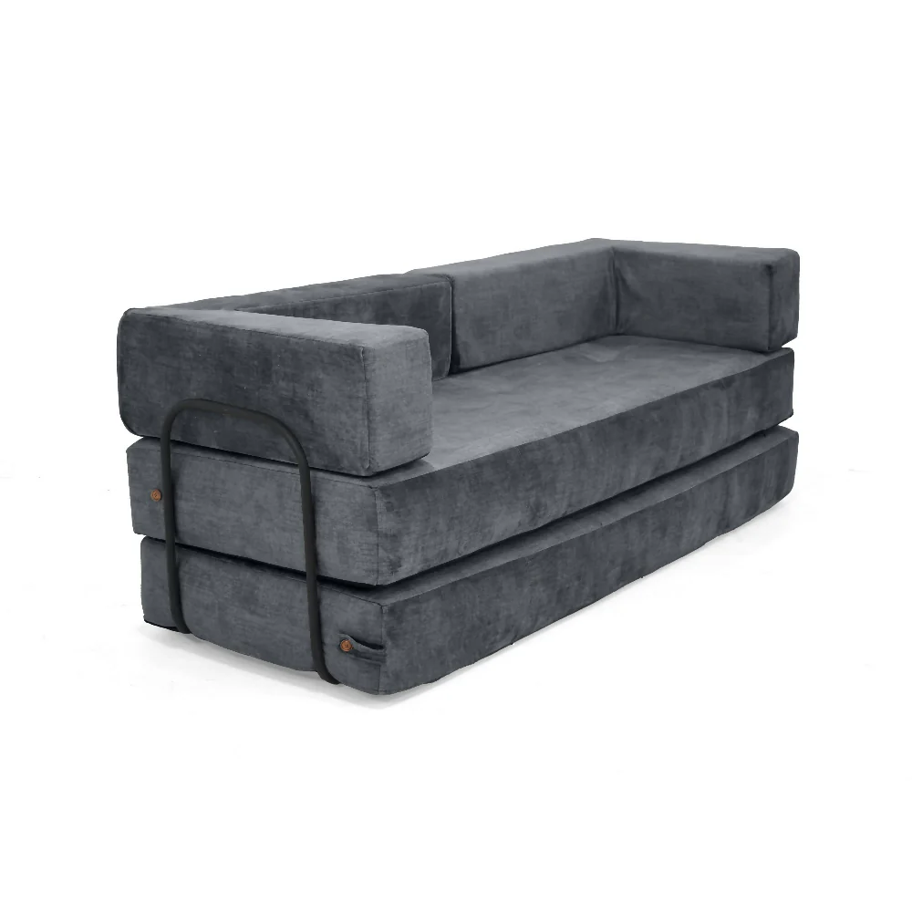 Sofa Cama 3 En 1 Nablus 196x73x68 Cm Brazos Moviles Gris - Imagen 5