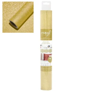 Self Adhesive Vinyl Roll - Gold Glitter / Papel Vinil Color Dorado
