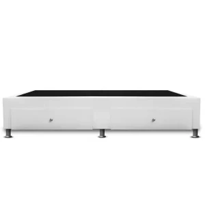 Base Cama Con Cajones 100x190 Ecocuero Blanco