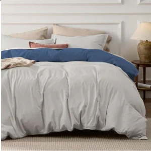 Funda Duvet Cover Bicolor Azul Oscuro Gris Claro Sencillo