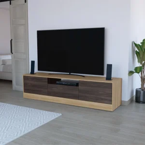 Mesa para TV Niles, Fresno Europeo y Nogal Europeo, para televisor máximo 75"