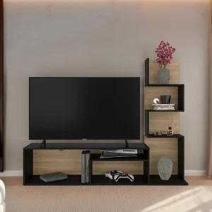 Mesa Para Tv Neri, Fresno Europeo y Wengue, Para Televisor Hasta 55 Pulgadas