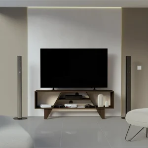 Mesa para TV Pisa, Nogal Europeo y Toquilla, para televisor máximo 65"