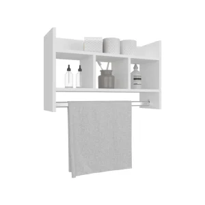 Gabinete de Baño Beki, Kronos Blanco, con espacio para ubicar objetos y un tubo para colgar toallas ZF