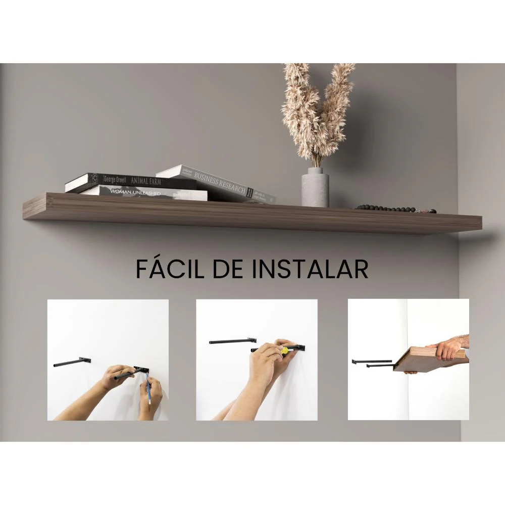 Repisa Flotante Shelf 120, Chocolate, con espacio para colocar objetos decorativos - Imagen 5