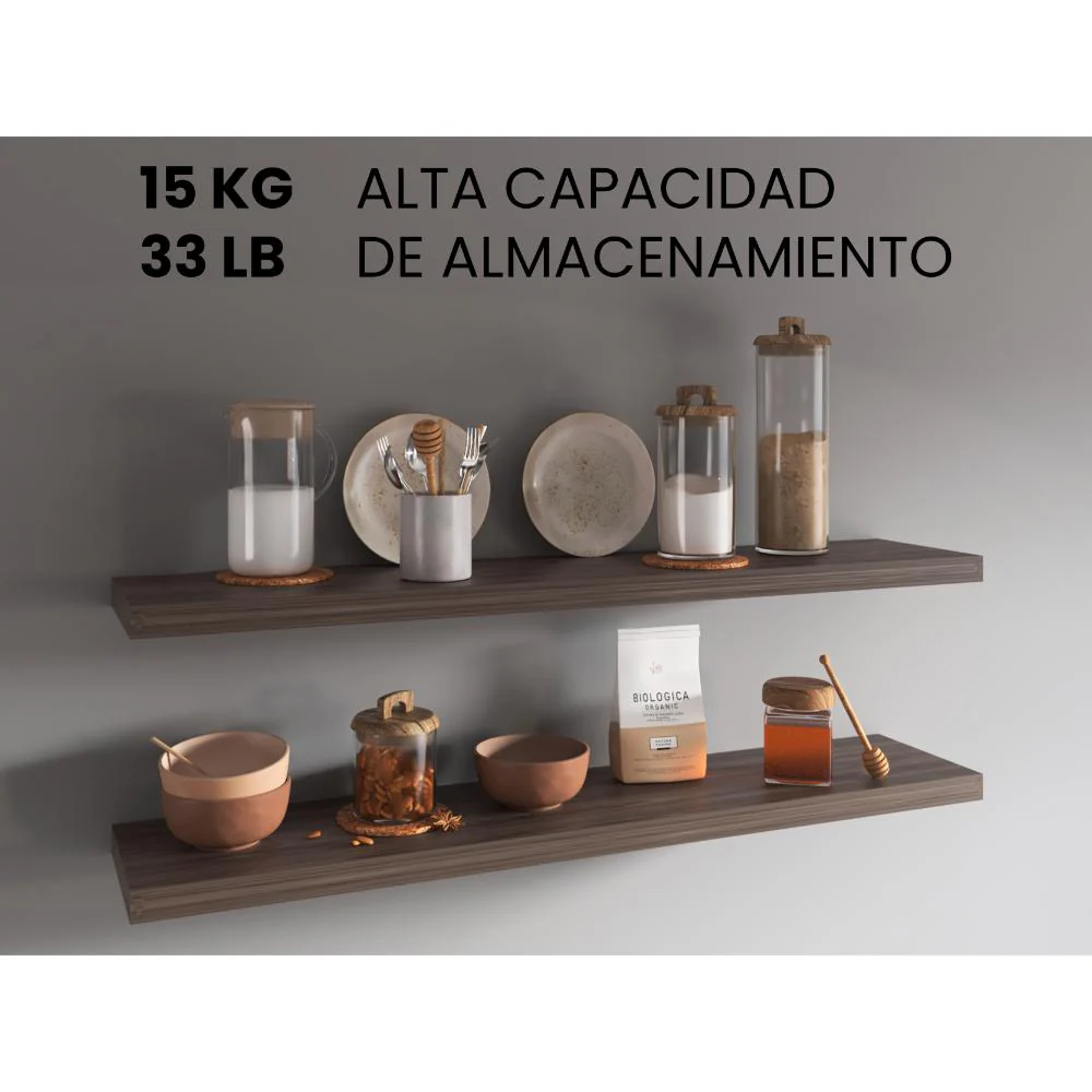 Repisa Flotante Shelf 120, Chocolate, con espacio para colocar objetos decorativos - Imagen 3