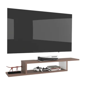 Mesa Para Tv Flotante Dilix, Castaño y Blanco, con superficie para objetos decorativos