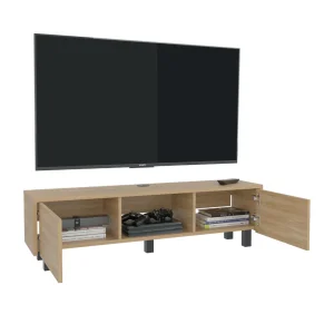 Mesa Para Tv Flotante Gleid, Fresno Europeo, con Dos Puertas Abatibles