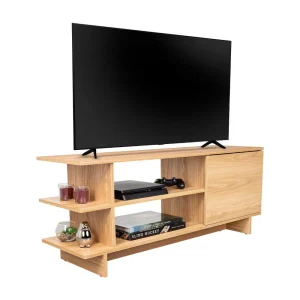 Mesa para TV Peralta, Fresno Europeo, con espacio para TV hasta 50''