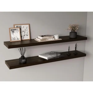 Repisa Flotante Shelf 120, Caoba, con espacio para colocar objetos decorativos