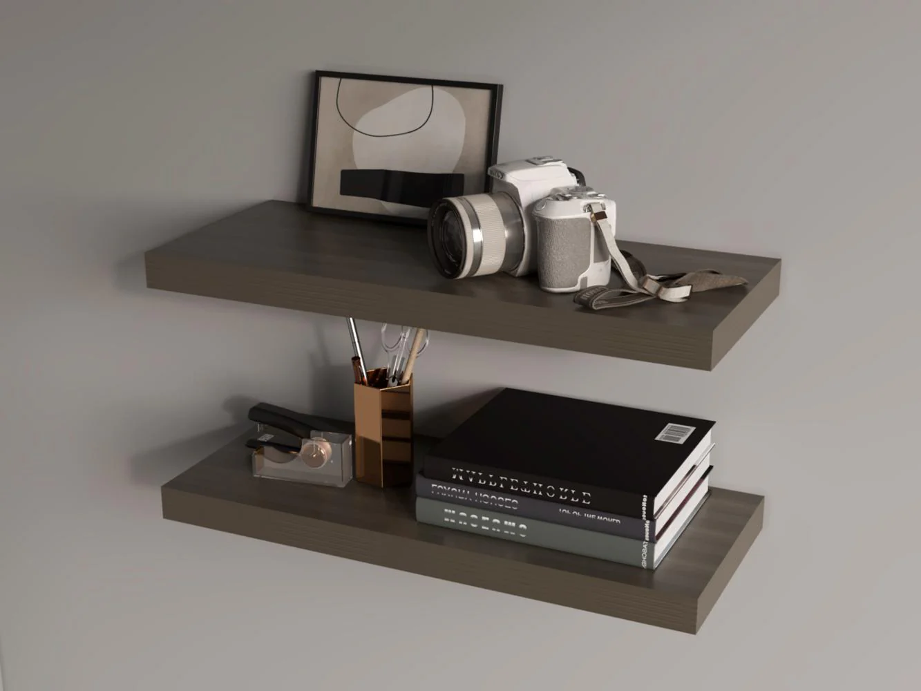 Repisa Flotante Maca X2, Canela, con espacio para ubicar objetos ZF - Imagen 3