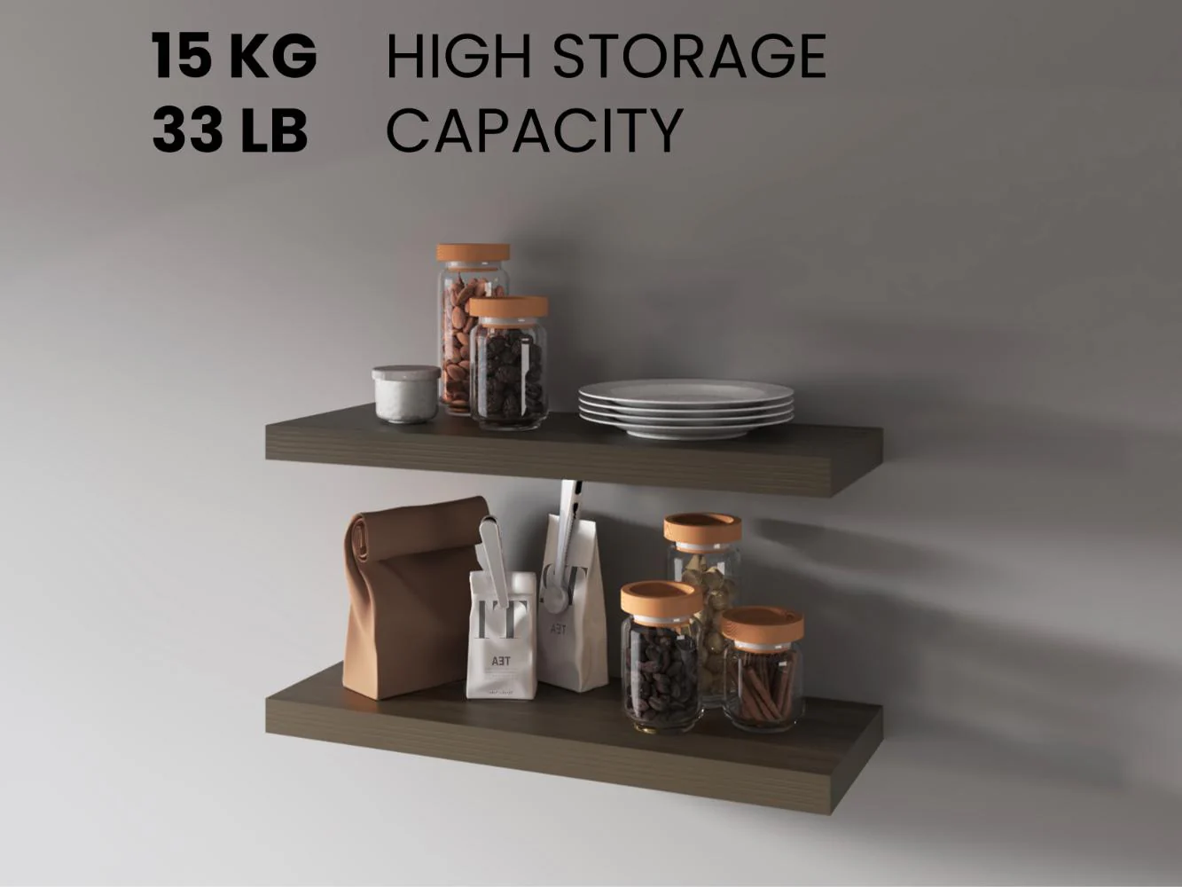 Repisa Flotante Maca X2, Canela, con espacio para ubicar objetos ZF - Imagen 2