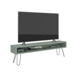 Mesa Para Tv Ralf, Agave, con patas metálicas y espacio de tv hasta 70 pulgadas