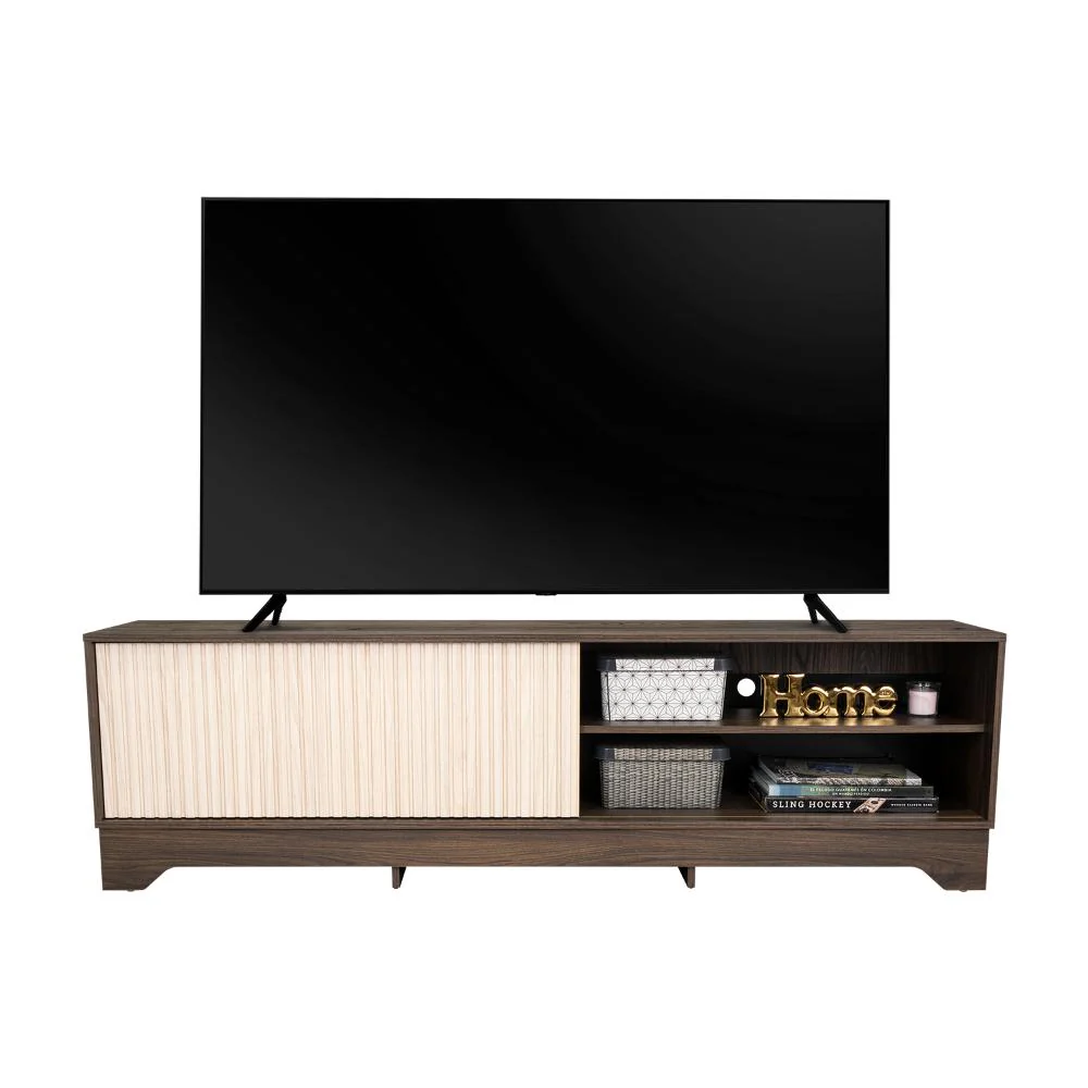 Mesa para TV Smith, Nogal Europeo y Roble Natural , con puerta corrediza - Imagen 4