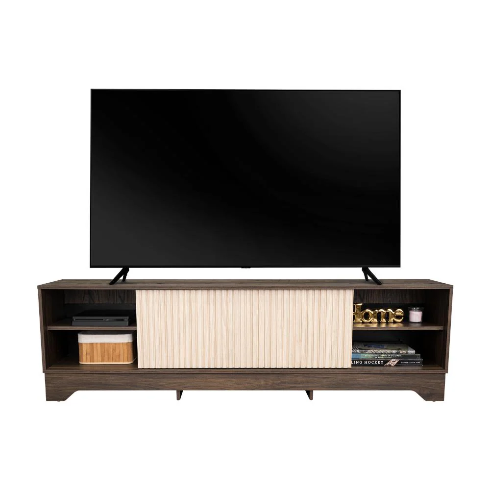 Mesa para TV Smith, Nogal Europeo y Roble Natural , con puerta corrediza - Imagen 2