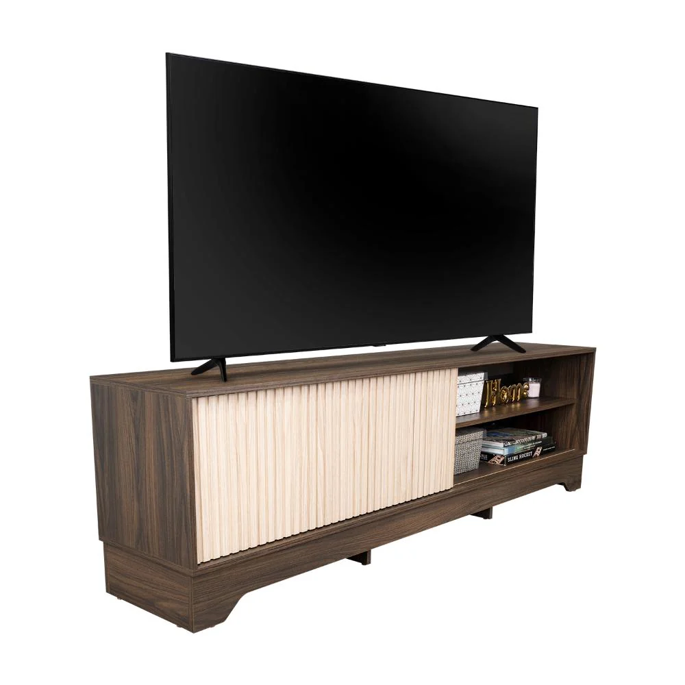 Mesa para TV Smith, Nogal Europeo y Roble Natural , con puerta corrediza - Imagen 3