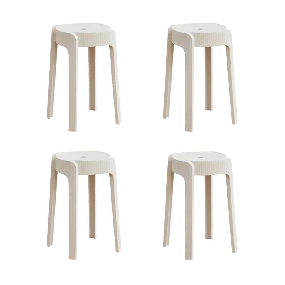 Butaco Apilable Maison, Color Blanco, Diseño Moderno X4