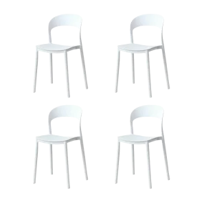 Silla Patrick, Color Blanco, Con espaldar y diseño Moderno X4