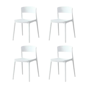Silla Monaco, Color Blanco, Con espaldar y diseño Moderno X4