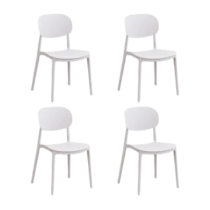 Silla Milan, Color Blanco, Con espaldar y diseño Moderno X4