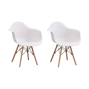 Silla Delia, Color Blanco, Con espaldar y patas en Madera X2