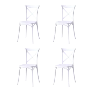 Silla Betany, Color Blanco, Con espaldar y diseño minimalista X4