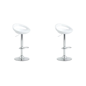 Kit de Dos Sillas Bar Turón, Blanco,  base metal cromado