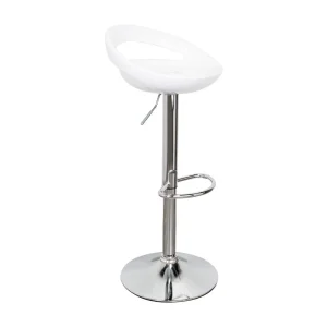 Silla Bar Turón, Blanco,  base metal cromado
