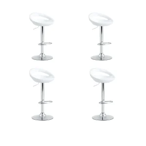 Kit de Cuatro Sillas Bar Turón, Blanco,  base metal cromado