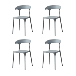 Silla Elena, Color Gris Oscuro, Con espaldar y diseño Moderno X4