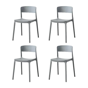 Silla Monaco, Color Gris Oscuro, Con espaldar y diseño Moderno X4