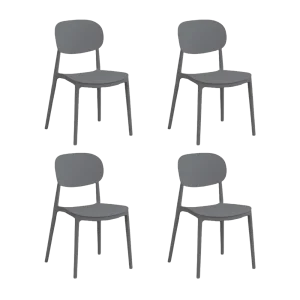 Silla Milan, Color Gris Oscuro, Con espaldar y diseño Moderno X4