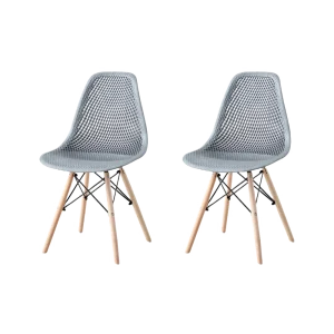 Silla Marcus, Color Gris Oscuro, Con espaldar y patas en Madera X2