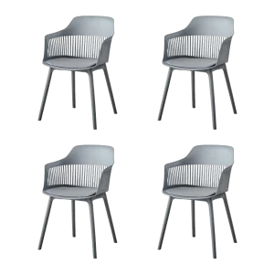 Silla Con Cojin Max, Color Gris Oscuro, Con espaldar y cojín X4